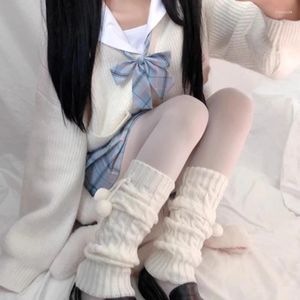 Frauen Socken Lolita Lange Gestrickte Warme Fuß Abdeckung Weiß Arm Wärmer Damen Herbst Winter Häkeln Boot Manschetten 2023