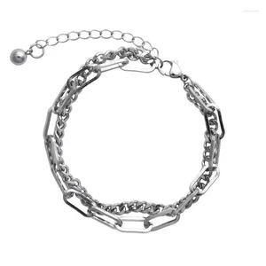 Link pulseiras requintado dupla corrente pulseira romântica para mulheres homens casal magnético combinando metal amizade aniversário jóias presente