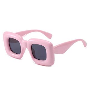 Quadratische aufblasbare aufblasbare Herren- und Damen-Sonnenbrille, Bonbonfarben, Persönlichkeit, Trend-Sonnenbrille, große Rahmen-Sonnenbrille, 436SOOTIA