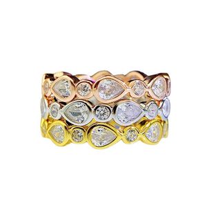 2022 Eternity Diamond Ring 100% echtes 925er Sterlingsilber Party Ehering Ringe für Frauen Braut Verlobungsschmuck