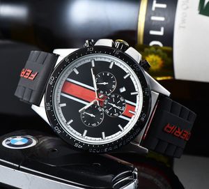 Ferrar Wrist Watches for men 2023 mens Watches All dials work Quartz Watch High Quality Top Luxury Brand Chronograph Clock Sports car Fashion Rubber Strap Type three