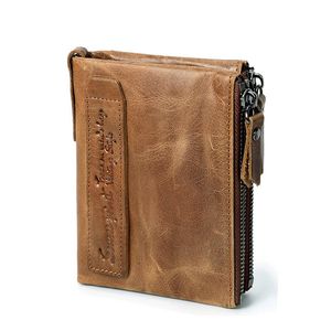 Wallets Genuine Leather Wallet Men Crazy Horse Women Purse Short Card Holder Ladies Cartera Mujer