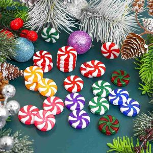 Christmas Decorations 50pcs Christmas Candy Ornaments Plastic Colorful Peppermint Hanging Decor for Home Fake Candies Xmas Tree Pendants DIY New Year R231107