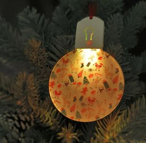 Sublimasyon Boşlukları Led Akrilik Ampul Noel Süsleri Noel Ağacı İçin Kırmızı İpi ile Lamplight Kolye Süslemeleri SN4236