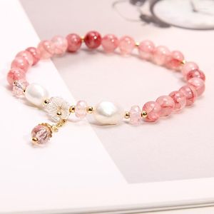 Braccialetti con ciondoli Fabbrica diretta per ragazze Gioielli da donna Granato naturale Perla di cristallo Perline Fiore di conchiglia