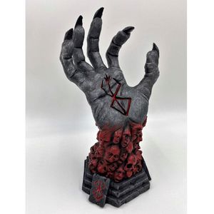 Oggetti decorativi Figurine Dio pazzo Dio della morte Diavolo Furioso Mano destra Scheletro Rune Scultura Artigianato in resina Accessori di Halloween Paura Decorazione domestica 230406