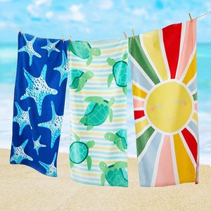 Wholesale Custom Summer Beach Towel Rectangle Flamingo Stripe Animal Print Microfiber Super Absorbent Quick spin-dry with Fine and Delicate Terry 250gsm