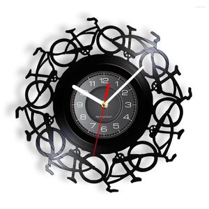 Wanduhren Retro Fahrrad Kunst Uhr Modernes Design Laser Cut Rekord Fahrrad Sport Biker Wohnzimmer Dekor Radfahrer Geschenk