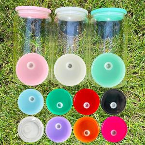 Yeni BPA Ücretsiz Renkli Yedek Plastik Sızdırmazlık PP 16 oz cam için akrilik kapak, düz kupa 1026 için malzeme dökülme geçirmez sıçrama dirençli kapak olabilir