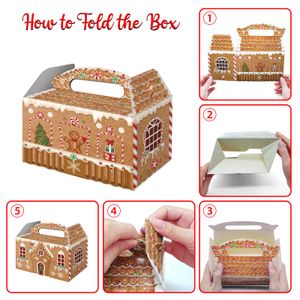 Christmas Decorations Treat Boxes Gingerbread House Cardboard Cookie Goody Gable Candy Bags Cupcake Box For Goodies Drop Delivery Otn3H