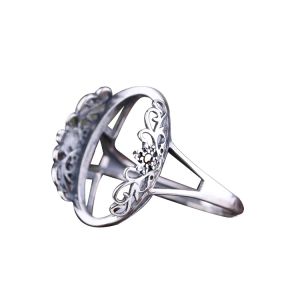 Anel feminino de prata esterlina 925 vintage 15x20mm cabochão oval semi-montagem anel de noivado casamento joias finas configuração ajustável haste aberta presente de festa