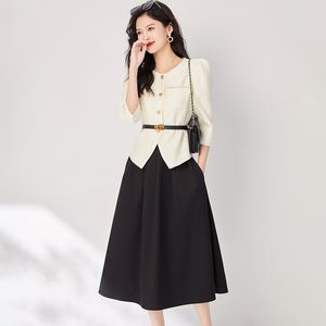 2318304-Nanyou, легкий роскошный светский осенний новый классический стиль, утягивающее пальто, юбка, костюм из двух предметов, профессиональный