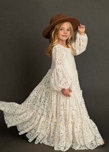 Dziewczyna sukienki Dziewczęce Koronki z długim rękawem różowy biały sukienka Dziecięca elegancka elegancka księżniczka kamizelka imprez
