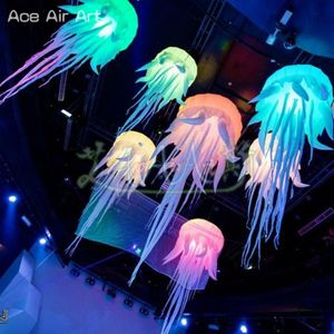 Оформление мероприятия Гигантский потолочный подвес Изысканный надувной занавес в виде медузы с длинной ногой и светодиодной подсветкой, меняющей цвет