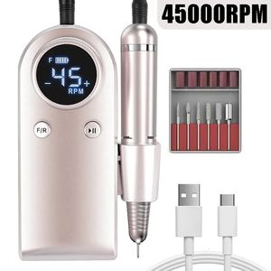 Set manicure per unghie Il trapano elettrico per unghie può caricare una macchina da taglio manuale da 45000 giri/min con schermo LCD strumento professionale per lima per unghie 231107