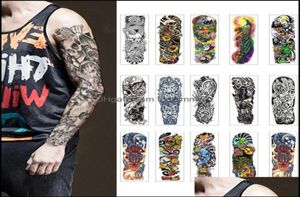 Dövmeler Vücut Sanatı Sağlık Güzellik Su geçirmez Geçici Dövme Çıkartma Göz Saati Kuş Pagoda Fl Kol Büyük Boyutu Sahte Flash Sleeve Tatt6642599