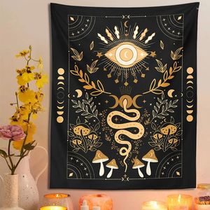 Arazzi Fungo Serpente Arazzo Appeso a Parete Cottagecore Mistico Falena Occhio Fase Lunare Divinazione Stregoneria Estetica Home Room Decor