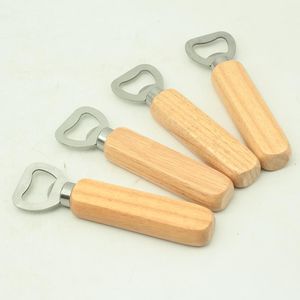 UPS New Stainless Steel Wood Handle Wine Beer Bottle party favor Openers Soda Glass Cap Bottle Opener Kitchen Bar Tools