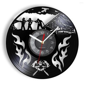 Orologi da parete Vigile del fuoco Orologio da record Design moderno Antincendio Decorazioni per la casa Orologio al quarzo con aghi per il regalo dei vigili del fuoco