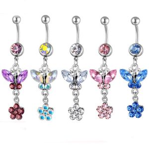 Navel Bell Button Rings D0116 Bowknot Style Belly Navel Button Ring 4 Färger 14GA 10mm Längd 20 PCS Fashion Piercing Body Jewelry D Dhag0