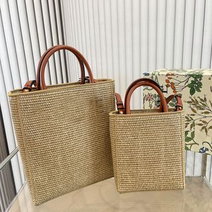 Straw Bag Mini Tote Bag Beach Bags Crossbody Shoulder Bags Women Handbag Purse Lafite Grass Crochet Totes Detachable Thin Strap Pouch Classic Lettering Embroidery