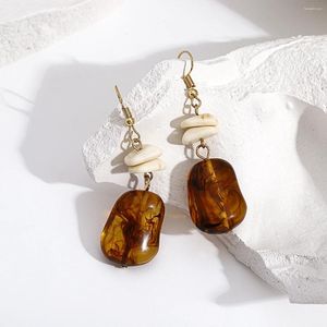 Kolczyki Dangle Aensoa Korean Brown Kolor Acryl Drops For Women Geometryczne nieregularne Pendientes Trenda biżuteria