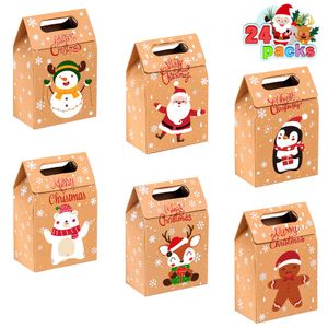 Decorações de Natal Caixas de Papel Kraft Trata Caixas de Presentes de Natal Sacos de Doces para Festa Suppies Entrega Gota Ot46Y