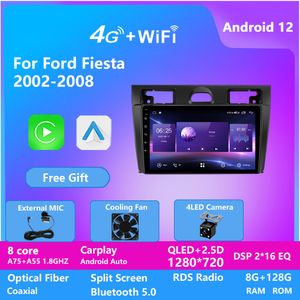 Android 12 Video Car Radio Carplay GPS Android 12 8G 128G Car Multimedia Player для Ford Fiesta 2002-2008 Car Stereo