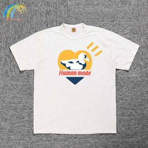 Men's T-Shirts Human Made T-shirts Men Women High Quality Heart Duck Print Pattern Short Sleeve White Black Top Tees