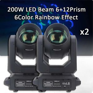 Moving Head Lights 2 Pçs / lote LED Moving Head Light 200W Feixe + Spot + 6 + 12 Prismas Rotativos Dj Dmx Stage Light Party Effect Light Disco Dj Bar Q231107