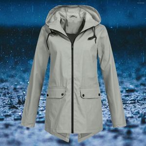 Women's Trench Coats Autumn Winter Women Raincoat Windbreaker Waterproof Sports Jackets Hiking 2023 Females Zip Up Windproof Pocket Pullover