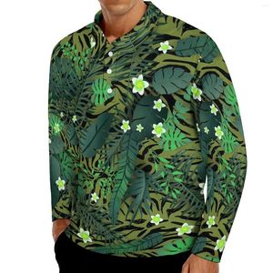 Men's Polos Elegant Floral Polo Shirts Autumn Modern Flowers Casual Shirt Long Sleeve Turn-Down Collar Trendy Printed Oversized T-Shirts