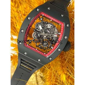 Superclone Volan İzle Richa Milles Holwatch RM055 Beyaz Seramik Otomatik Mekanik Şeffaf Karbon Fiber Watch40 Montres de Luxe