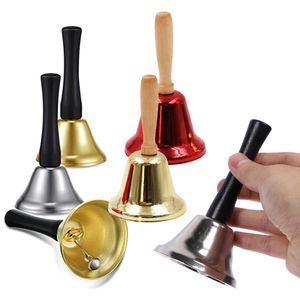 Christmas Decorations Hand Bell Santa Claus Jingle s Gold Silver School Handbell Restaurant Call Service Supplies Xmas Decoration 230406