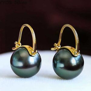 Stud lyxig S925 Sterling Silver Top Quality Big Dark Green Tahiti Style Shell Pearl Earrings For Women's Jewelry Gratis frakt YQ231107