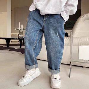 Dżinsy unisex stałe kolory jeansy odpowiednie dla dziewcząt wiosny i jeansowe jeansy casual toddler dżinsowe spodnie dziecięce