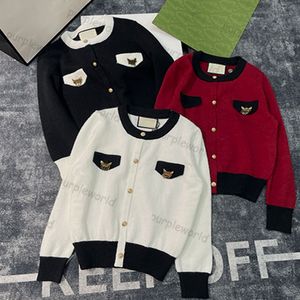 Designer Womens Sweater Coat Knitwear Crewneck Long Sleeve Cardigan Idle Double Pocket Design 3 Color Top
