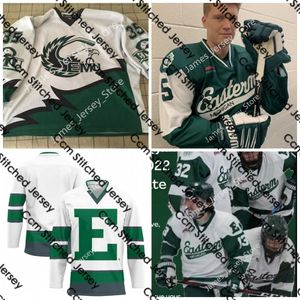 2022 NCAA Custom Eastern Michigan Eagles Emu Hockey Jersey 70 Jacob Mulka 2 David Bogart 3 Joshua Somers 4 Austin Linville 5 Kyle Sandera 19 Michael Salata Daniel Hudy