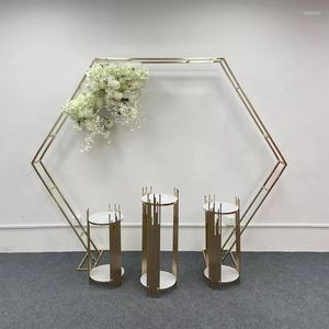 Party Decoration Gold-Plated Double Pole Square Screen Dessert Table Wedding Arch Props Flower Stand Outdoor Arrangement Stag
