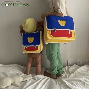 Backpacks Cartoon Bear Canvas Baby Backpack Light Large Space Go Out Baby Supplies Storage Shoulder Bag Outdoor Outing Portable Backpack Q231108