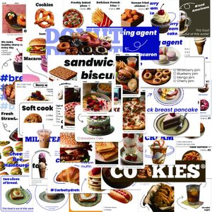 50PCS Delicious Food Sticker All Kinds Of Bread Pizza Cake Ice Cream Doughnut Graffiti Stickers Nice Food Decals For Notebook Guitar Skateboard Luggage