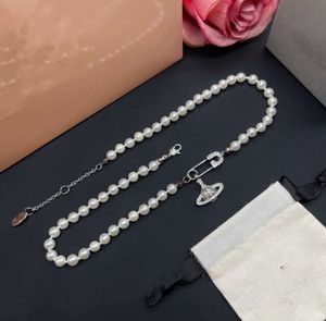 Anhänger Halsketten Designer Brief Vivian Colliers Luxus Frauen Modeschmuck Metall Perlenkette cjeweler Westwood YT1053