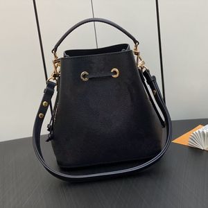 Luxury bucket bag grained cowhide leather designer bag with gold-coated studs crossbody bag mirror quality small handle bag with box