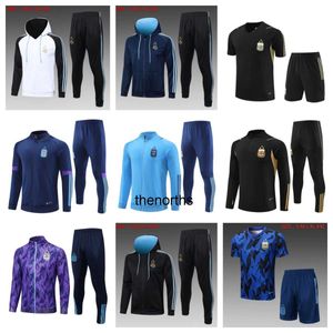 Yıldız Arjantin Hoodie Kısa Kollu Şort 23 Eğitim Ceket Messis J.Alvarez De Paul Milli Takımı Mbappe Griezmann Giroud Kids Kit Üniforma Çorapları