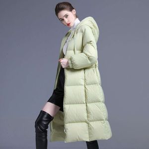 Down In Autumn Winter 2023, New Mid To Long Style, Slimming Thickened, Warm And Stylish White Duck Down Hooded