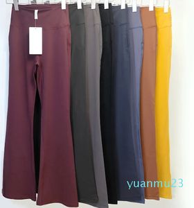 Align Yoga-Hose für Damen, einfarbig, nackt, sportlich, formend, Taille, eng, ausgestellt, Fitness, locker, Jogging, Sportbekleidung, neun Punkte, ausgestellte Hose für Damen