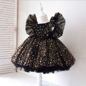 Girl's Dresses Baby girl dress 0-5Y baby dress celebrity sequin fly sleeve mesh princess dress tulip baby dress display birthday party dress 230407