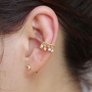 1pc Delicate Round Ear Cuff Earrings For Women Dangle Crystal Rhinestone Drop Pendent Wrap Clip Earrings Faux Piercing Jewelry245o
