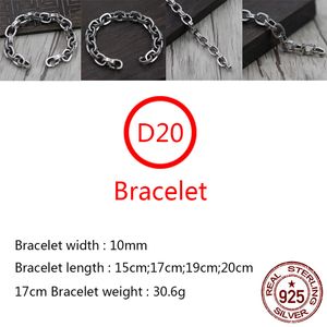 D20 S925 Sterling Silver Armband Hip Hop Street Fashion Pare Smycken Personlig Punk Style Solid Cross Flower Letter Lover Gift