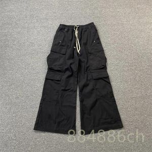 Herrenhose, hohe Taille, weites Bein, lockerer Bodenwischer, Mikro-Schlag, für Arbeit, Männer und Frauen, hochwertige schwarze Hose mit mehreren Taschen